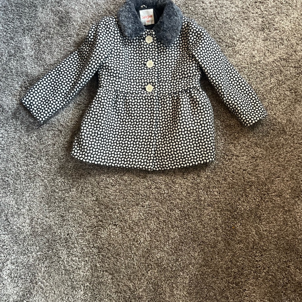 Cat & Jack Polka Dot Coat with Faux Fur Collar